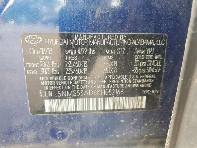 Aukcja sprzedaży 2019 Hyundai Santa Fe, vin: 5NMS53AD6KH052166, numer aukcji: 50806486
