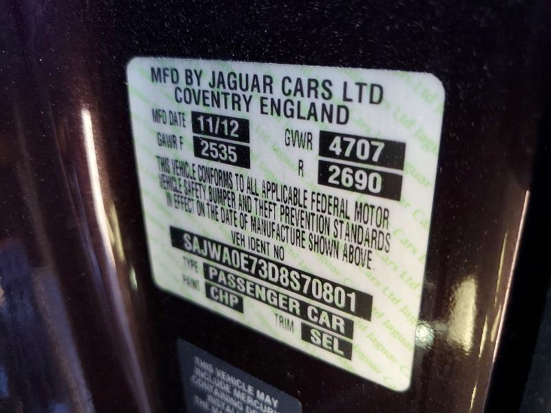 Aukcja sprzedaży 2013 Jaguar Xf, vin: SAJWA0E73D8S70801, numer aukcji: 48866626