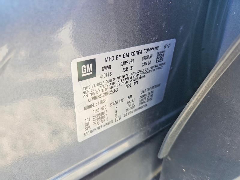 Продаж на аукціоні авто 2022 Chevrolet Trailblazer, vin: KL79MRSL2NB025353, номер лоту: 51125486