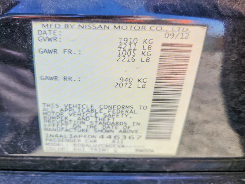 Продажа на аукционе авто 2013 Nissan Altima, vin: 1N4AL3AP4DN446367, номер лота: 51536796