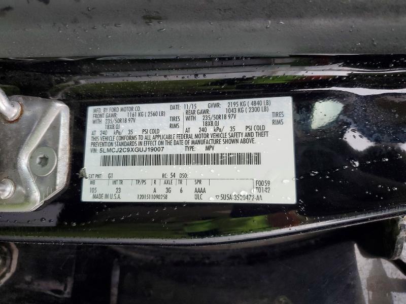 Продаж на аукціоні авто 2016 Lincoln Mkc, vin: 5LMCJ2C9XGUJ19007, номер лоту: 50823696