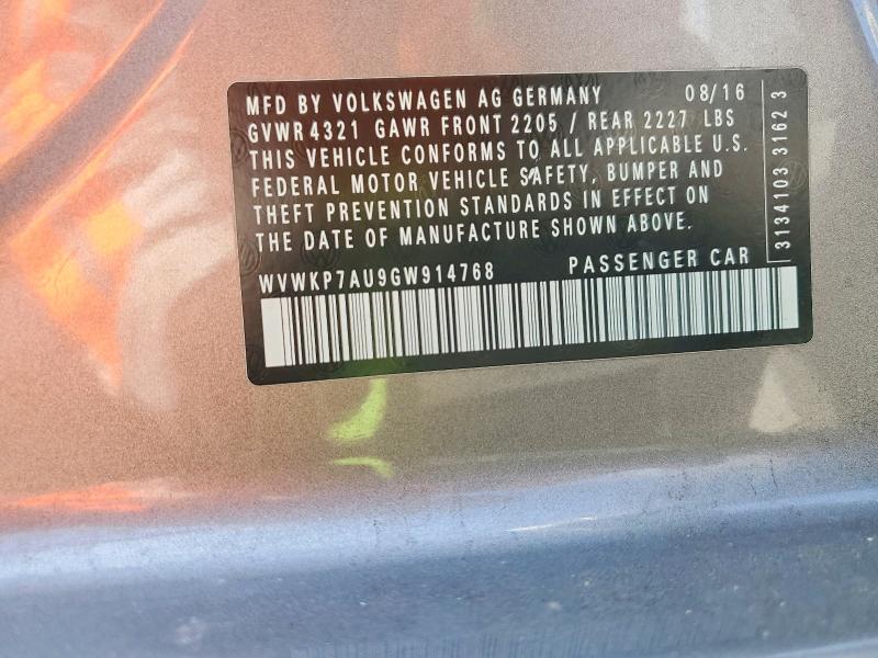 Продажа на аукционе авто 2016 Volkswagen E-golf, vin: WVWKP7AU9GW914768, номер лота: 48968956