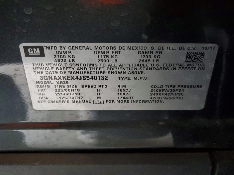 Продаж на аукціоні авто 2018 Chevrolet Equinox, vin: 3GNAXKEX4JS540132, номер лоту: 50099136
