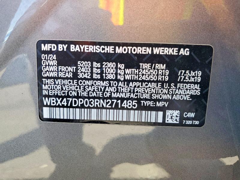 50500596 :رقم المزاد ، WBX47DP03RN271485 vin ، 2024 Bmw X3 مزاد بيع