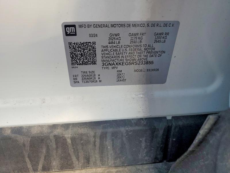 48392686 :رقم المزاد ، 3GNAXKEG5RS233855 vin ، 2024 Chevrolet Equinox مزاد بيع