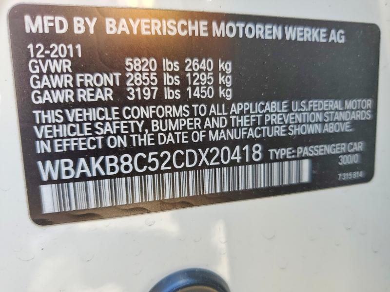 50826366 :رقم المزاد ، WBAKB8C52CDX20418 vin ، 2012 Bmw 750 مزاد بيع
