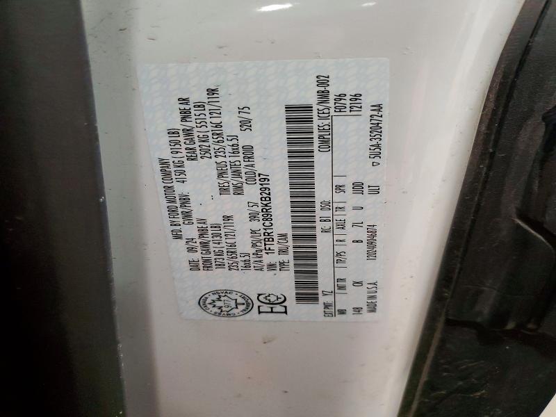 48509006 :رقم المزاد ، 1FTBR1C89RKB29197 vin ، 2024 Ford Transit مزاد بيع