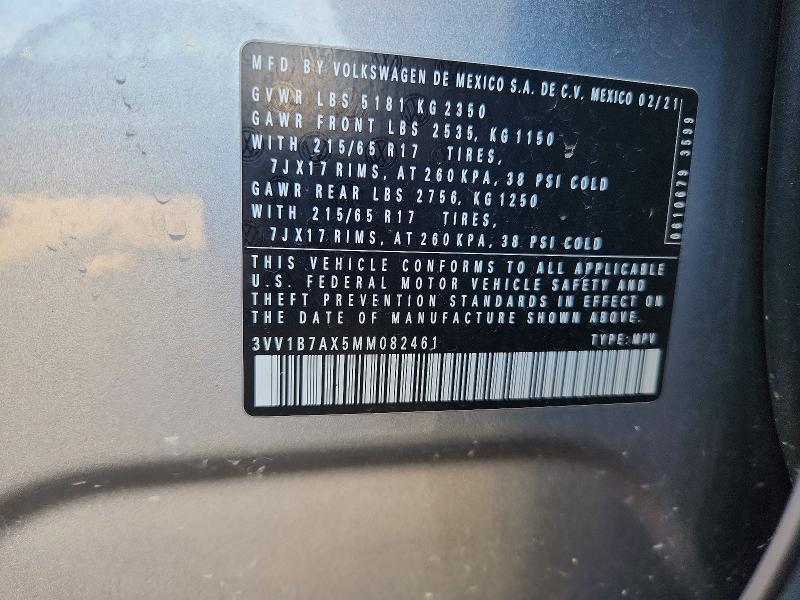 Продажа на аукционе авто 2021 Volkswagen Tiguan, vin: 3VV1B7AX5MM082461, номер лота: 50111746