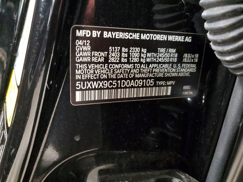 51908636 :رقم المزاد ، 5UXWX9C51D0A09105 vin ، 2013 Bmw X3 مزاد بيع