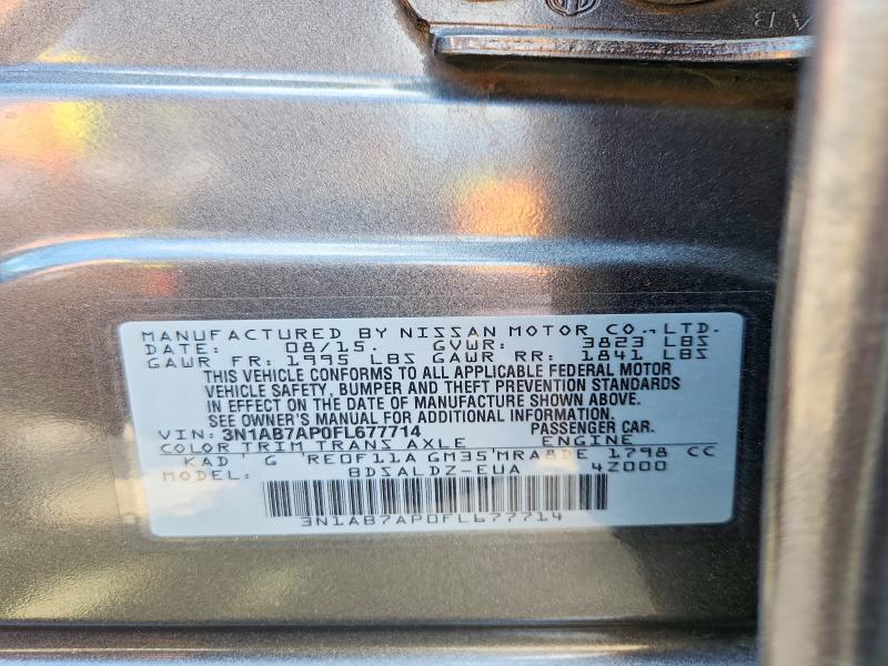Продажа на аукционе авто 2015 Nissan Sentra, vin: 3N1AB7AP0FL677714, номер лота: 50267136