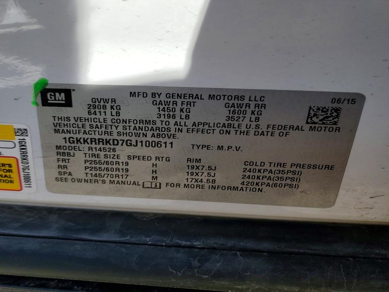 Aukcja sprzedaży 2016 Gmc Acadia, vin: 1GKKRRKD7GJ100611, numer aukcji: 47089536