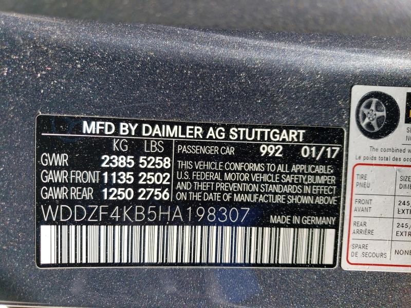 50996666 :رقم المزاد ، WDDZF4KB5HA198307 vin ، 2017 Mercedes Benz E مزاد بيع