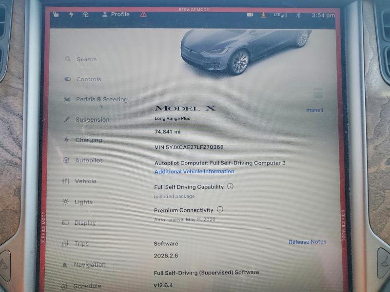 Aukcja sprzedaży 2020 Tesla Model X, vin: 5YJXCAE27LF270368, numer aukcji: 48472856