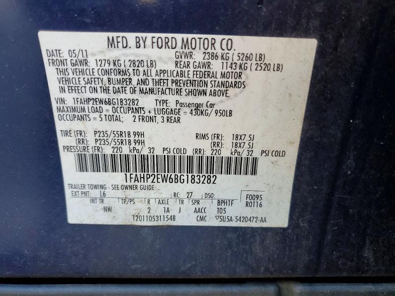 Продаж на аукціоні авто 2011 Ford Taurus, vin: 1FAHP2EW6BG183282, номер лоту: 51170476
