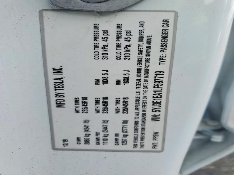 Aukcja sprzedaży 2020 Tesla Model 3, vin: 5YJ3E1EA1LF597719, numer aukcji: 50662116