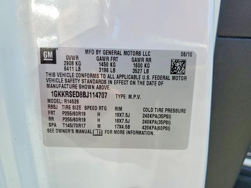 Продаж на аукціоні авто 2011 Gmc Acadia, vin: 1GKKRSED8BJ114707, номер лоту: 48215416