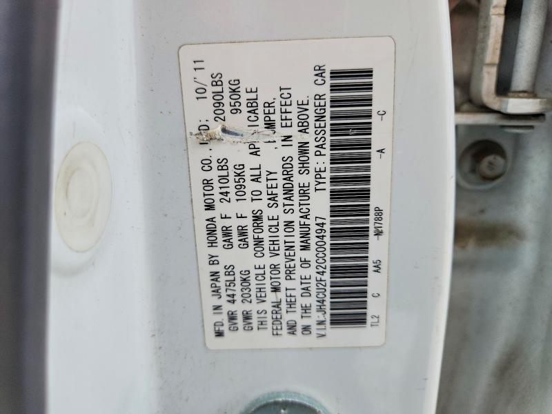 50705596 :رقم المزاد ، JH4CU2F42CC004947 vin ، 2012 Acura Tsx مزاد بيع