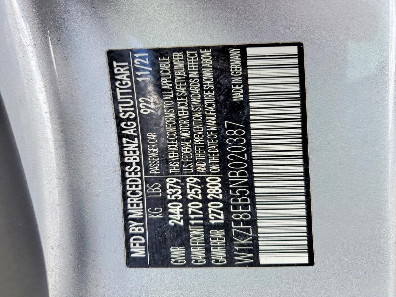 49500136 :رقم المزاد ، W1KZF8EB5NB020387 vin ، 2022 Mercedes-benz E مزاد بيع