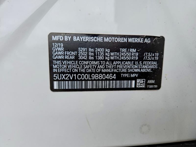 Aukcja sprzedaży 2020 Bmw X4, vin: 5UX2V1C00L9B80464, numer aukcji: 51506116