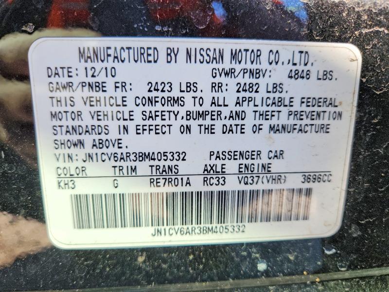 Aukcja sprzedaży 2011 Infiniti G37 Sedan, vin: JN1CV6AR3BM405332, numer aukcji: 49475186
