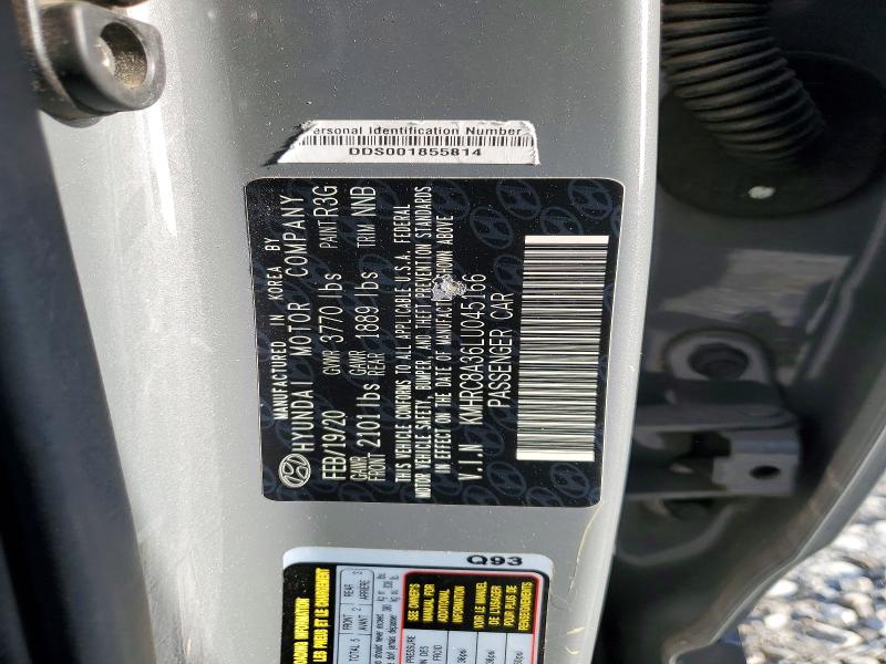 49153946 :رقم المزاد ، KMHRC8A36LU045166 vin ، 2020 Hyundai Venue مزاد بيع