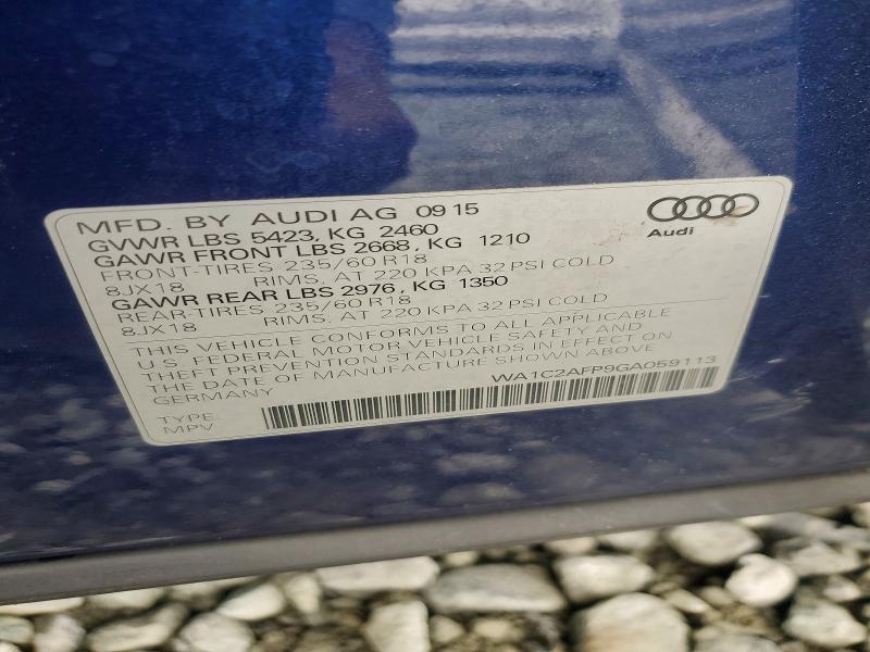 Продаж на аукціоні авто 2016 Audi Q5, vin: WA1C2AFP9GA059113, номер лоту: 50486586