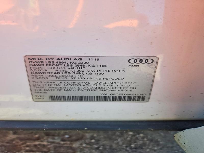 Продаж на аукціоні авто 2016 Audi Q3, vin: WA1GFCFSXGR011787, номер лоту: 50892796