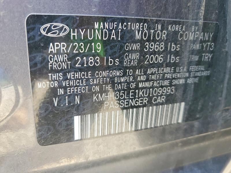 2019 Hyundai Elantra Gt მანქანა იყიდება აუქციონზე, vin: KMHH35LE1KU109993, აუქციონის ნომერი: 51535196