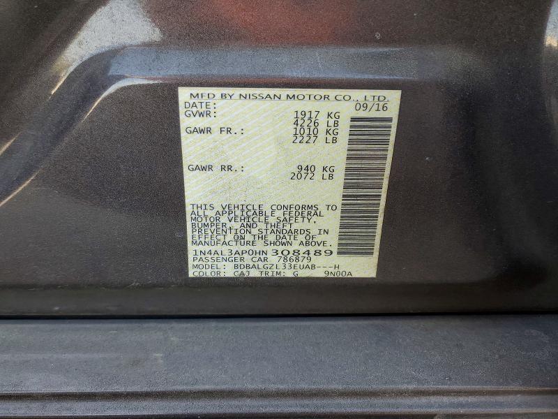 Продажа на аукционе авто 2017 Nissan Altima, vin: 1N4AL3AP0HN308489, номер лота: 51095326