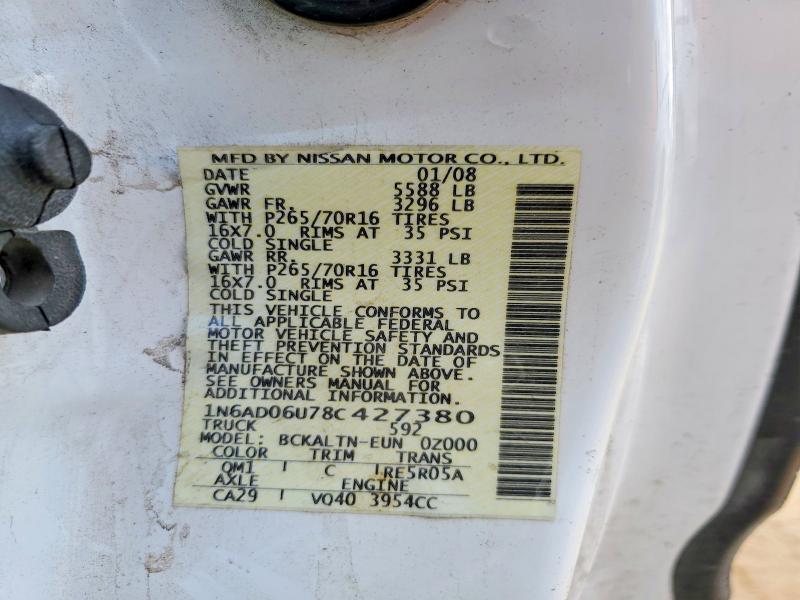 50815716 :رقم المزاد ، 1N6AD06U78C427380 vin ، 2008 Nissan Frontier مزاد بيع
