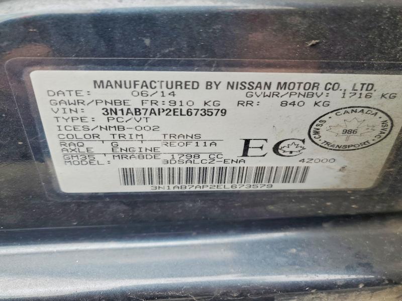 Aukcja sprzedaży 2014 Nissan Sentra, vin: 3N1AB7AP2EL673579, numer aukcji: 48402536