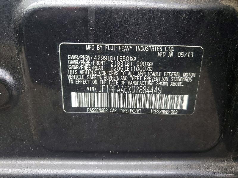 Продаж на аукціоні авто 2013 Subaru Impreza, vin: JF1GPAA6XD2884449, номер лоту: 48313266
