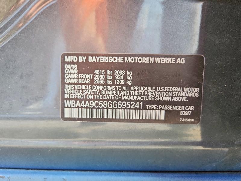 49835766 :رقم المزاد ، WBA4A9C58GG695241 vin ، 2016 Bmw 428 مزاد بيع