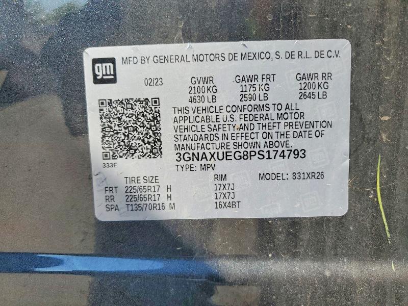 49115856 :رقم المزاد ، 3GNAXUEG8PS174793 vin ، 2023 Chevrolet Equinox مزاد بيع