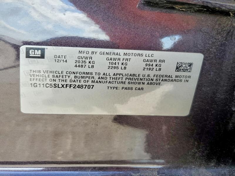 Продаж на аукціоні авто 2015 Chevrolet Malibu, vin: 1G11C5SLXFF248707, номер лоту: 51644706