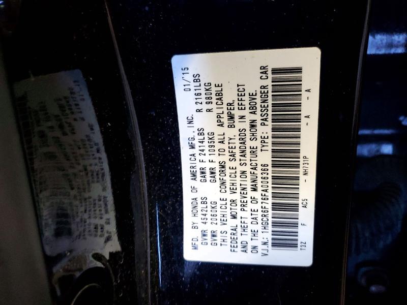 49161636 :رقم المزاد ، 1HGCR6F76FA006366 vin ، 2015 Honda Accord مزاد بيع