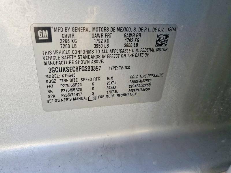 48347696 :رقم المزاد ، 3GCUKSEC8FG230397 vin ، 2015 Chevrolet Silverado مزاد بيع