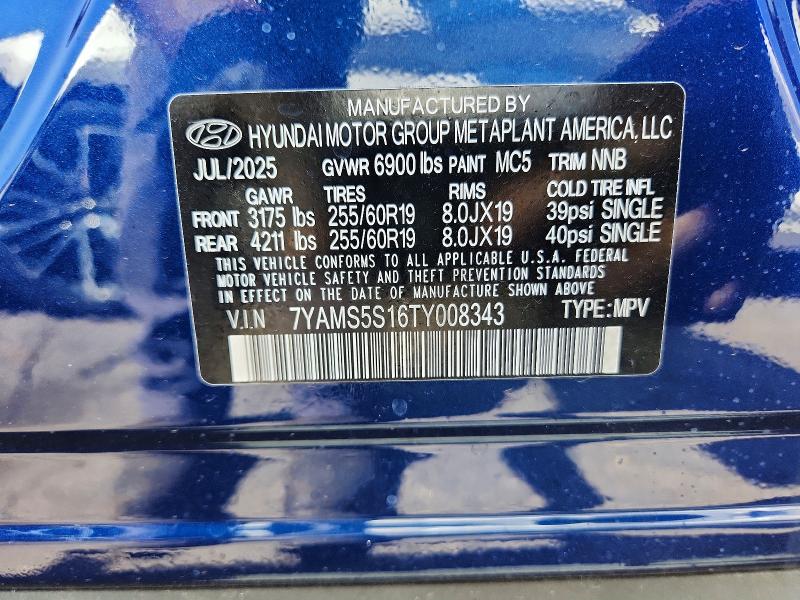 50290196 :رقم المزاد ، 7YAMS5S16TY008343 vin ، 2026 Hyundai Ioniq 9 مزاد بيع