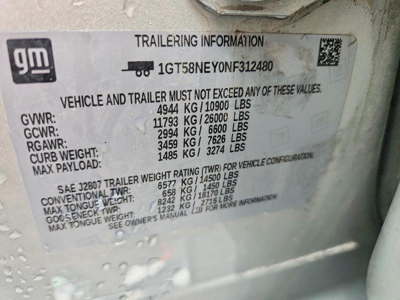 Aukcja sprzedaży 2022 Gmc Sierra, vin: 1GT58NEY0NF312480, numer aukcji: 50133196