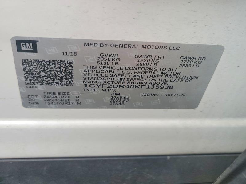 Aukcja sprzedaży 2019 Cadillac Xt4, vin: 1GYFZDR40KF135938, numer aukcji: 50623926