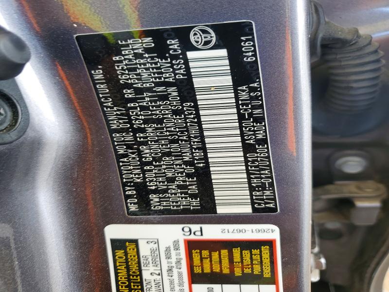 2017 Toyota Camry მანქანა იყიდება აუქციონზე, vin: 4T1BF1FK1HU724379, აუქციონის ნომერი: 51548396