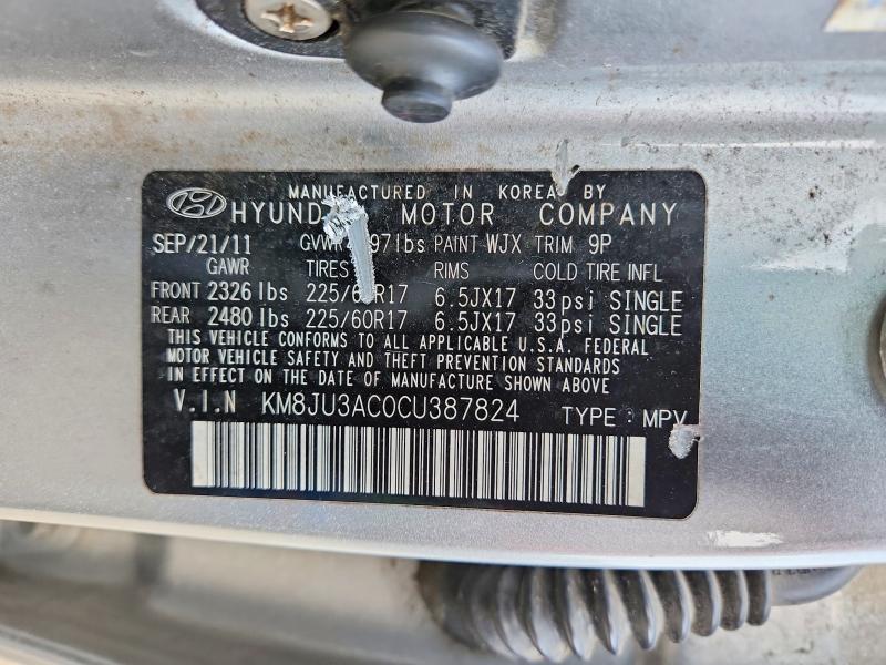 Продажа на аукционе авто 2012 Hyundai Tucson, vin: KM8JU3AC0CU387824, номер лота: 48456986