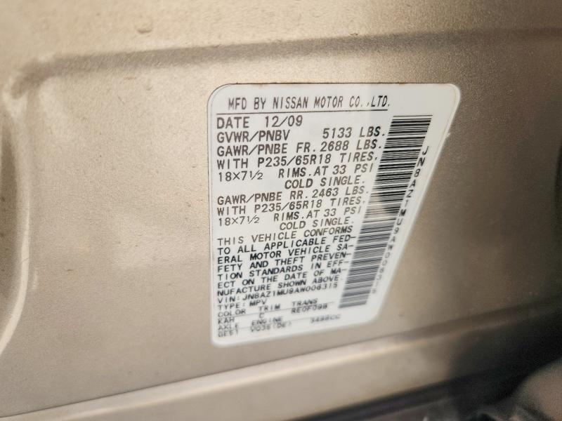 Aukcja sprzedaży 2010 Nissan Murano, vin: JN8AZ1MU9AW006315, numer aukcji: 50793816