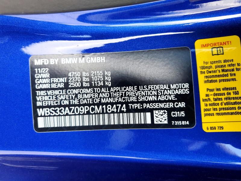 Продажа на аукционе авто 2023 Bmw M4, vin: WBS33AZ09PCM18474, номер лота: 50937206