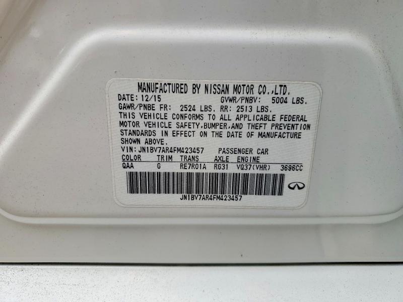 50068336 :رقم المزاد ، JN1BV7AR4FM423457 vin ، 2015 Infiniti Q50 مزاد بيع