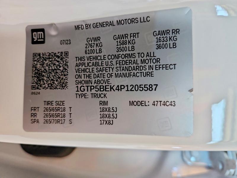 Aukcja sprzedaży 2023 Gmc Canyon, vin: 1GTP5BEK4P1205587, numer aukcji: 50705496