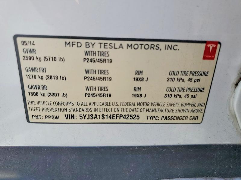 Aukcja sprzedaży 2014 Tesla Model S, vin: 5YJSA1S14EFP42525, numer aukcji: 50643156