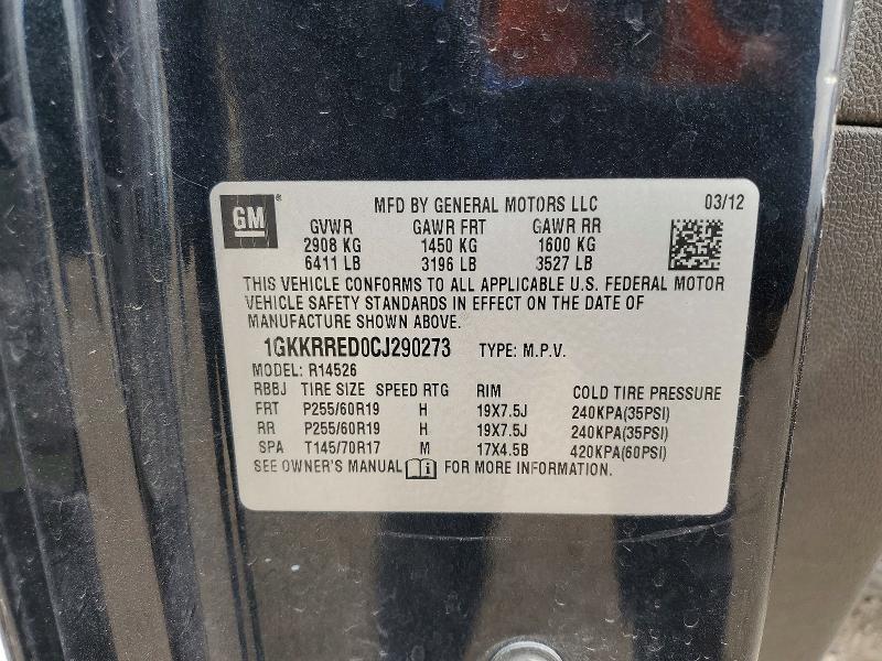 Продаж на аукціоні авто 2012 Gmc Acadia, vin: 1GKKRRED0CJ290273, номер лоту: 49279606