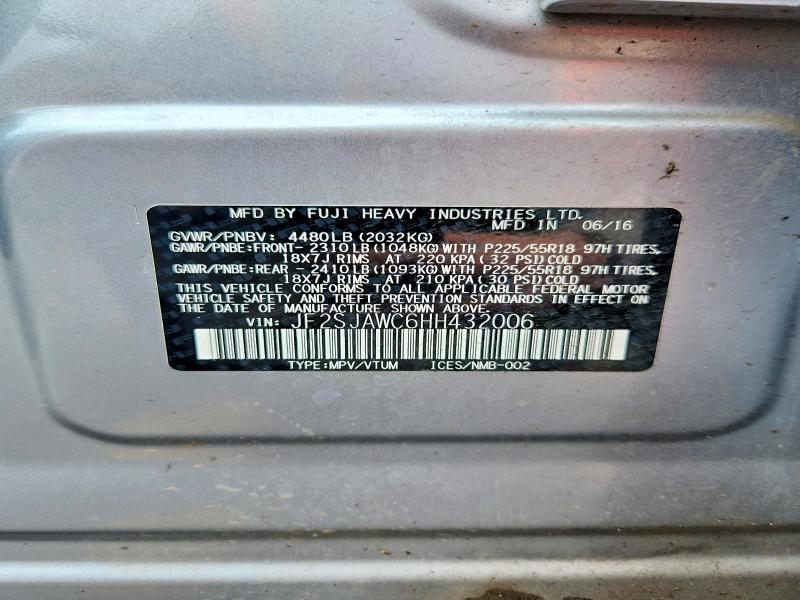 50663266 :رقم المزاد ، JF2SJAWC6HH432006 vin ، 2017 Subaru Forester مزاد بيع
