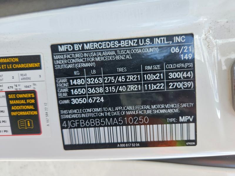 Aukcja sprzedaży 2021 Mercedes-benz Gle, vin: 4JGFB6BB5MA510250, numer aukcji: 49424496